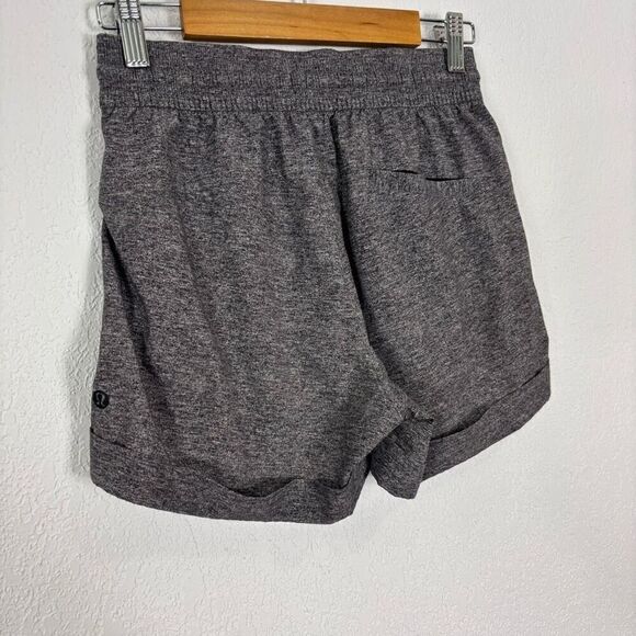 Lululemon Heathered Grey Cuffed High Waisted Athletic Shorts - Picture 2 of 4